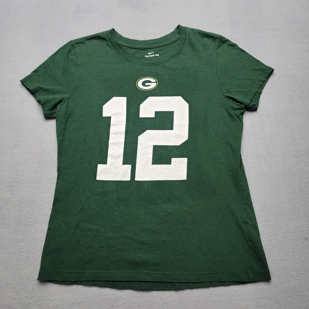 Nike Green Bay Packers Aaron Rodgers #12 T-Shirt Green Women's Small NFL Graphic